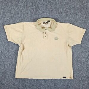 90s Harley Davidson Polo Shirt Embroidered Logo Short Sleeve‎ Beige Men's XXL